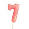 Glitter Number Candles 7 Pink