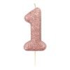 Glitter Number Candles 1 Rose Gold