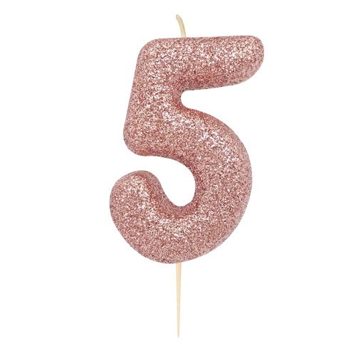 Anniversary House AHC50/7 Rose Gold Number 7 Glitter Candle