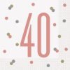 Happy 40th Birthday Napkins Glitz Rose Gold