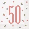 Happy 50th Birthday Napkins Glitz Rose Gold