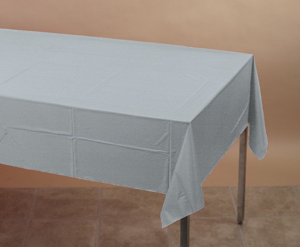 Silver Plastic Tablecover Rectangle