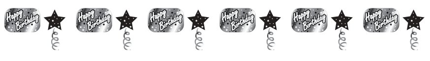 Happy Birthday Black & Silver Foil Garland