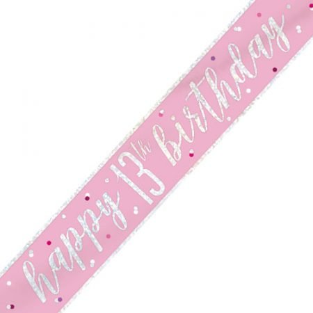 Happy 13th Birthday Banner Glitz Pink