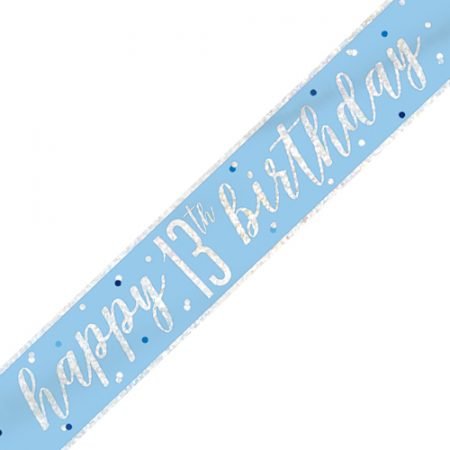 Happy 13th Birthday Banner Glitz Blue