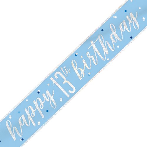 Happy 13th Birthday Banner Glitz Blue