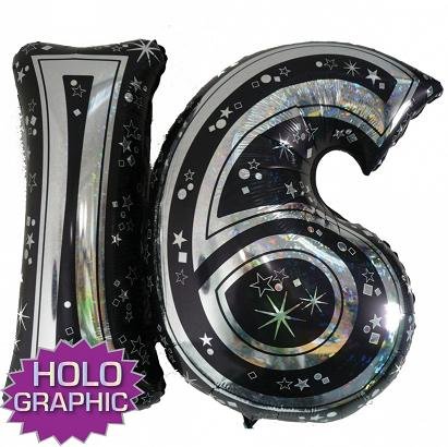 16th Black Jointed Shape Balloon