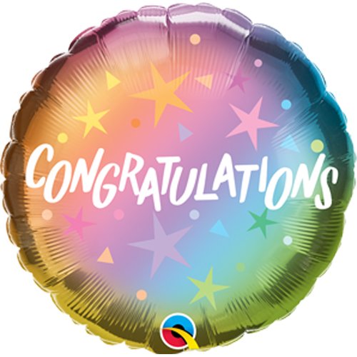 Congratulations Ombre & Stars Foil Balloon
