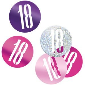 Happy 18th Birthday Glitz Pink Confetti