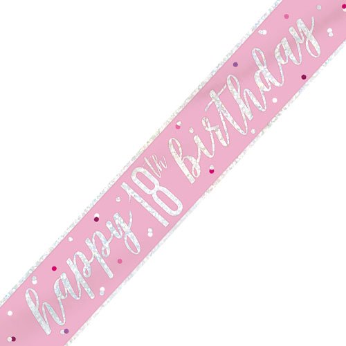 Happy 18th Birthday Banner Glitz Pink
