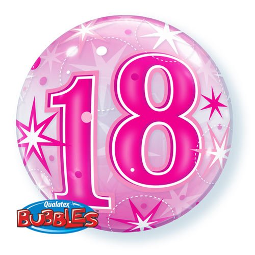 Single Bubble 18th Birthday Pink Starburst Sparkle