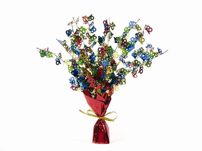 18th Muti-Coloured Foil Spray Weighted Centrepiece