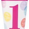 Happy 1st Birthday Pink Dots Cups