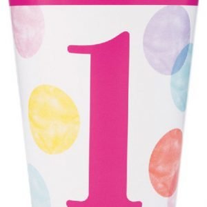 Happy 1st Birthday Pink Dots Cups