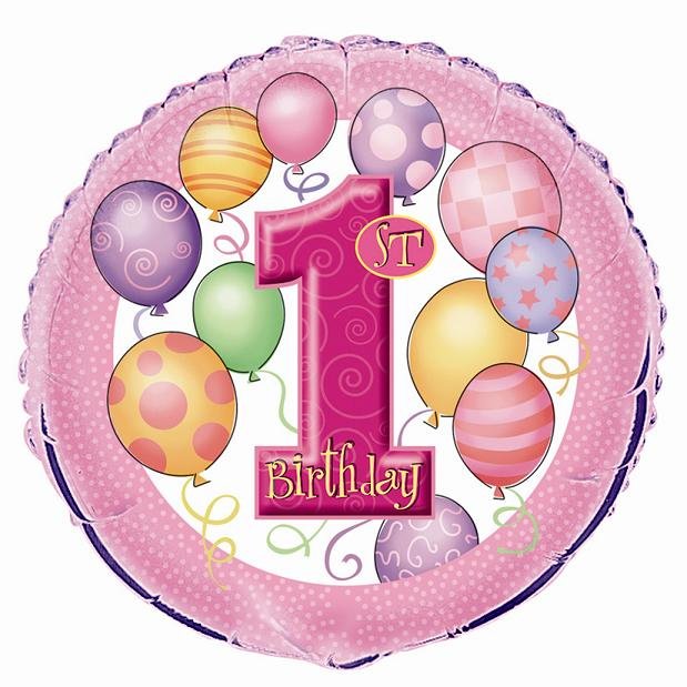 Happy 1st Birthday Balloons Pink Foil Balloon