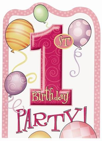 Happy 1st Birthday Balloons Pink Invites