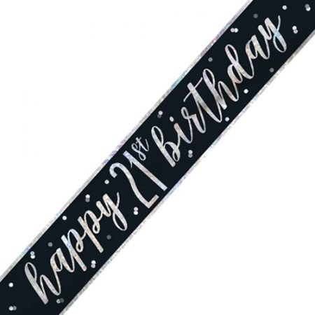 Happy 21st Birthday Banner Glitz Black