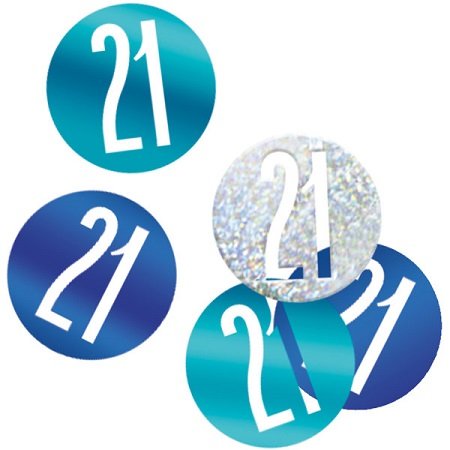 Happy 21st Birthday Glitz Blue Confetti