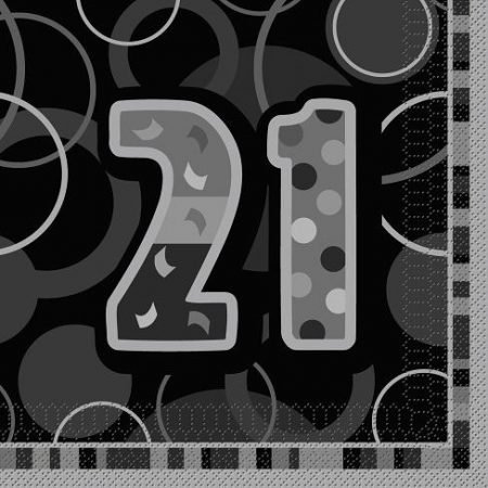 Happy 21st Birthday Napkins Glitz Black