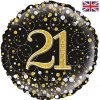 Happy 21st Birthday Foil Balloon Black & Gold