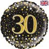 Happy 30th Birthday Foil Balloon Black & Gold