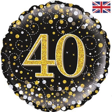 Happy 40th Birthday Foil Balloon Black & Gold
