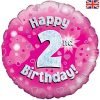 Happy 2nd Birthday Pink Foil Balloon