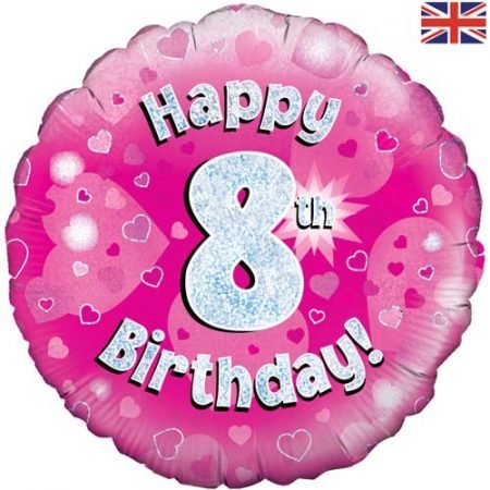 Happy 8th Birthday Pink Foil Balloon