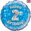 Happy 2nd Birthday Blue Foil Balloon