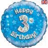 Happy 3rd Birthday Blue Foil Balloon