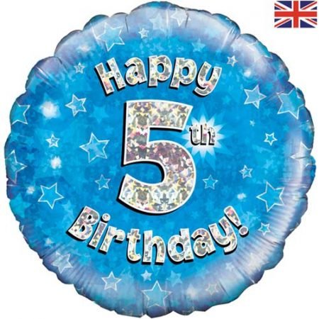Happy 5th Birthday Blue Foil Balloon