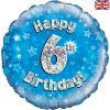 Happy 6th Birthday Blue Foil Balloon