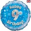 Happy 9th Birthday Blue Foil Balloon