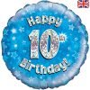 Happy 10th Birthday Blue Foil Balloon