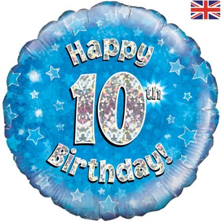 Happy 10th Birthday Blue Foil Balloon