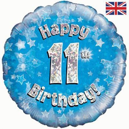 Happy 11th Birthday Blue Foil Balloon