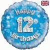 Happy 12th Birthday Blue Foil Balloon