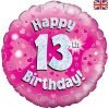 Happy 13th Birthday Pink Foil Balloon