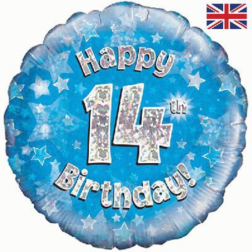 Happy 14th Birthday Blue Foil Balloon