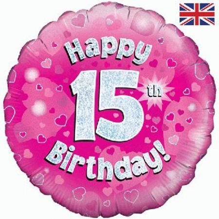 Happy 15th Birthday Pink Foil Balloon