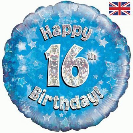 Happy 16th Birthday Blue Foil Balloon
