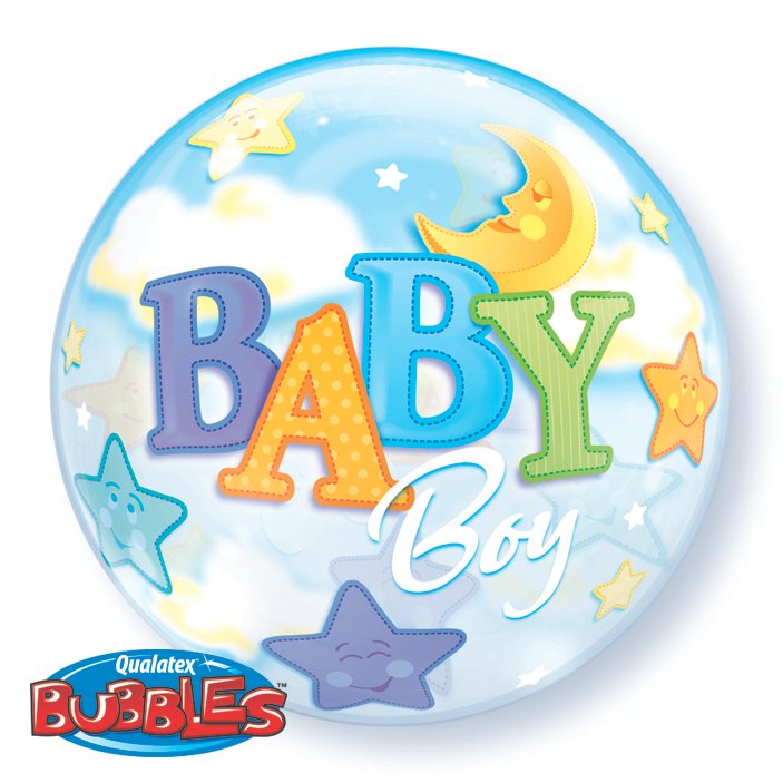 Single Bubble Baby Boy Moon & Stars