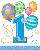 Happy 1st Birthday Balloons Blue Party Bags