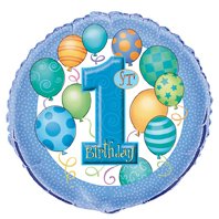 Happy 1st Birthday Balloons Blue Foil Balloon