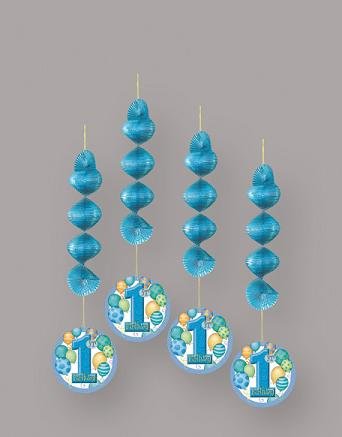 Happy 1st Birthday Balloons Blue Hanging Decorations
