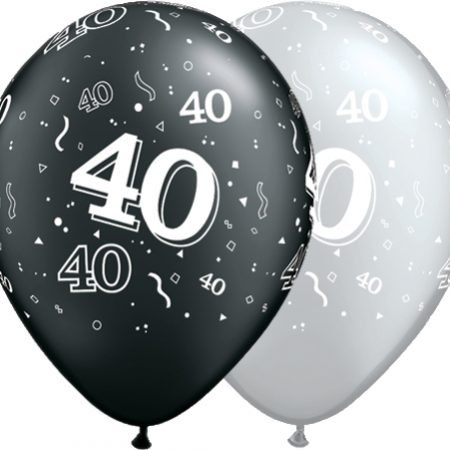 Age 40 Black & Silver Latex Balloons