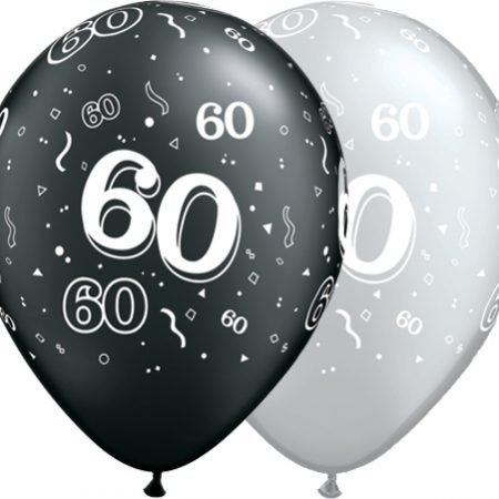 Age 60 Black & Silver Latex Balloons