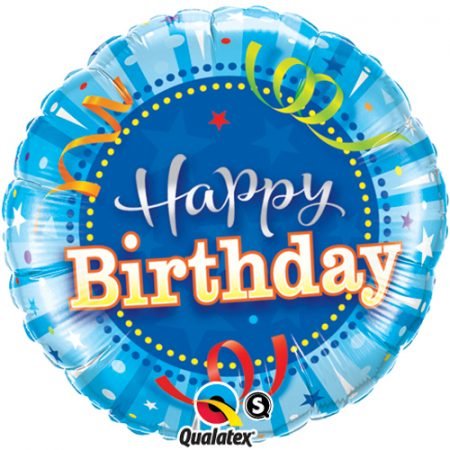 Happy Birthday Foil Balloon Bright Blue