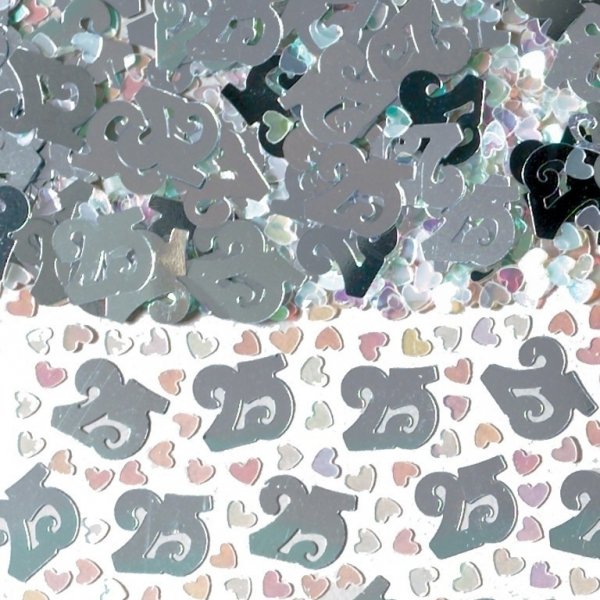 Happy 25th Anniversary Silver Confetti