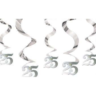 25th Silver Hanging Swirls